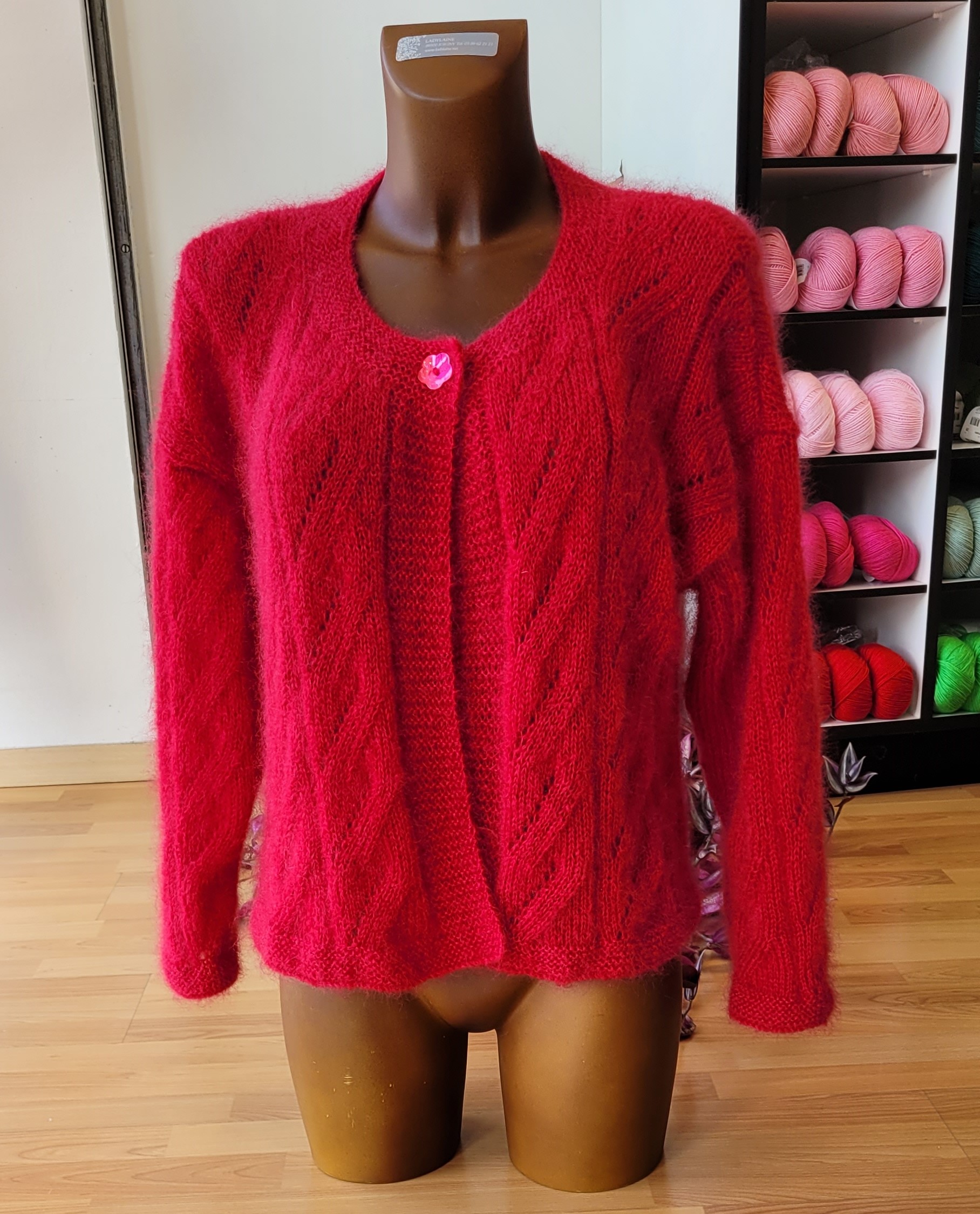 Gilet femme rouge laine Mohair Luxe lang Yarns