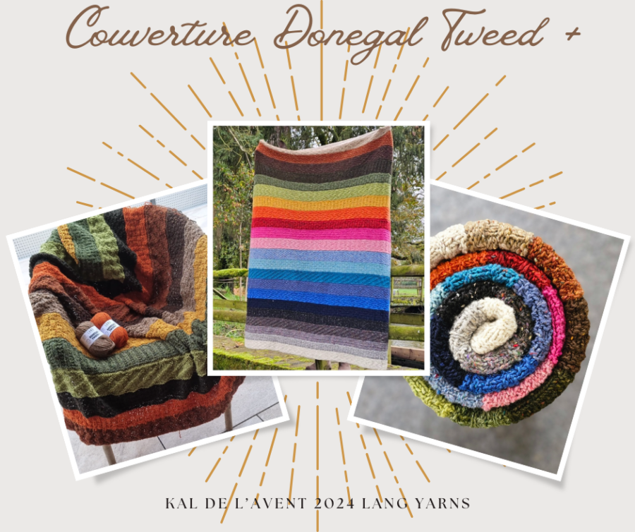 couverture laine donegal tweed plus kal Avent 2024 lang yarns