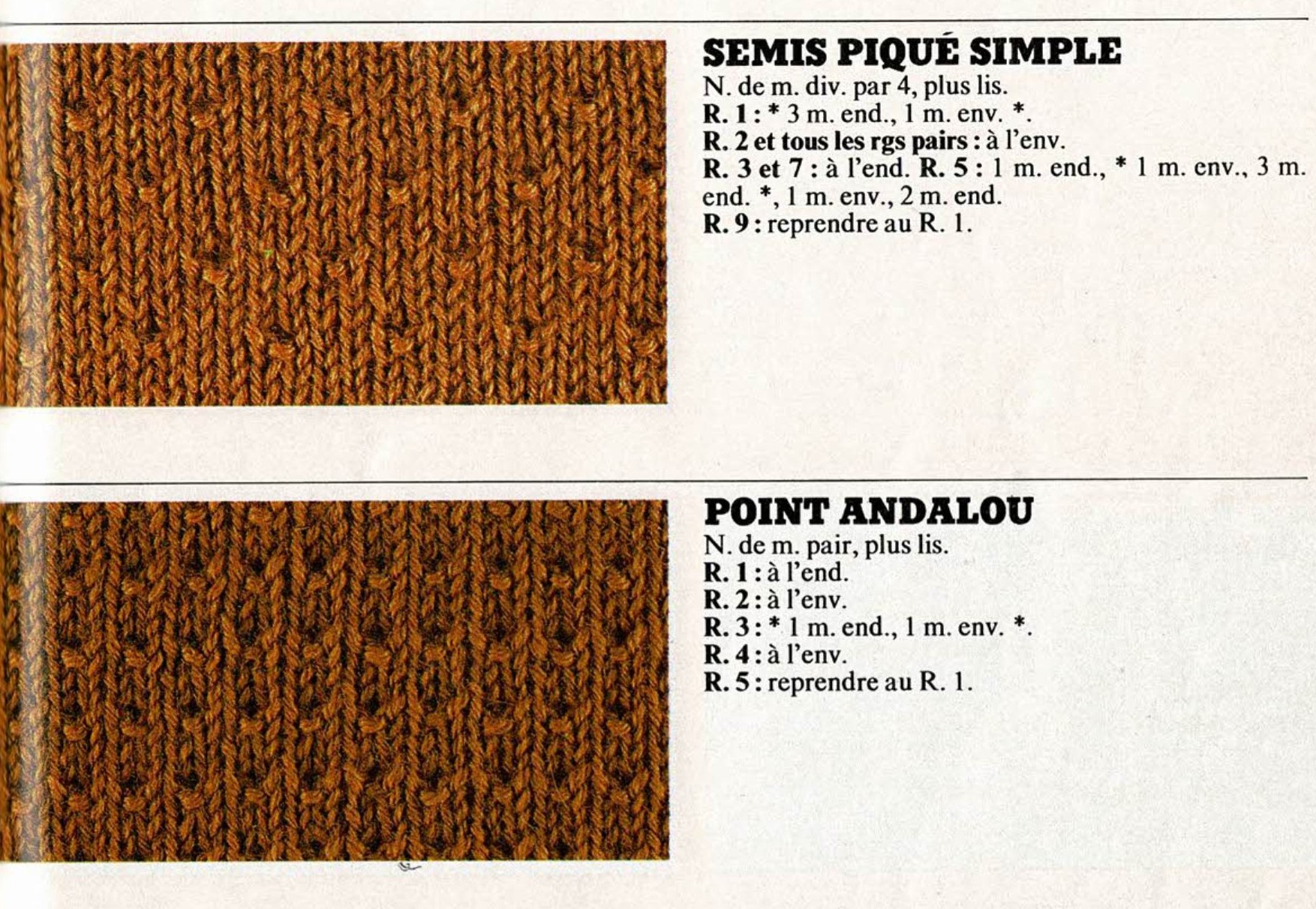 point de semis et point andalou