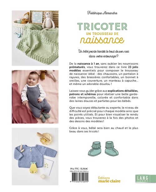 Dos couverture livre tricoter un trousseau de naissance Frederique Alexandre